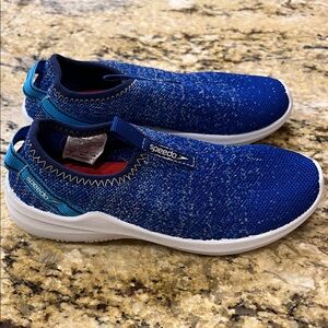 Speedo Surfknit Pro Blue and White Knit Slip-On Shoes